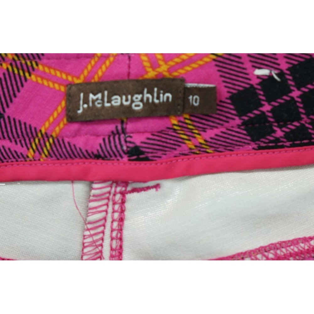 J. McLaughlin Becca Pink Plaid‎ Pant Leggings, Size 10 - Picture 6 of 6